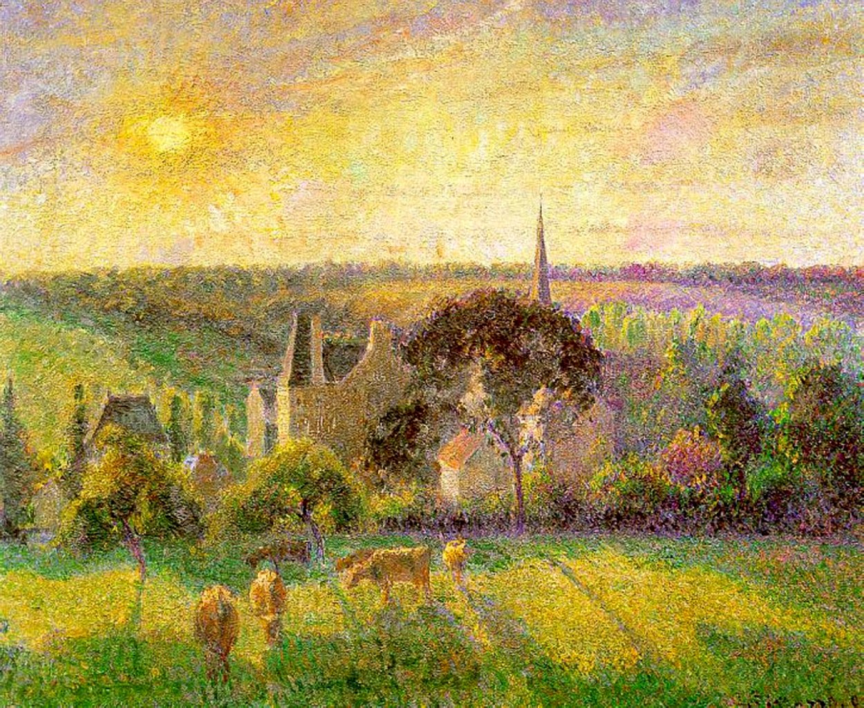 The Church and Farm of Eragny (1895) - Camille Pissarro Tablo