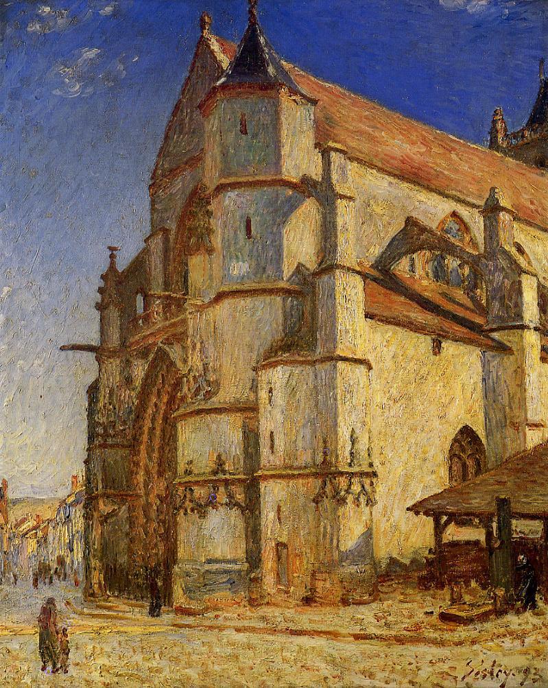 The Church at Moret in Morning Sun (1893) - Alfred Sisley Tablo