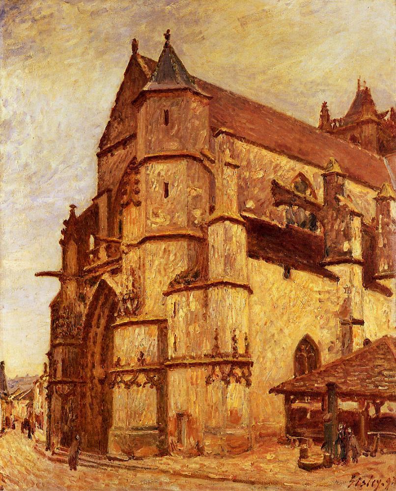 The Church at Moret, Rainy Morning (1893) - Alfred Sisley Tablo