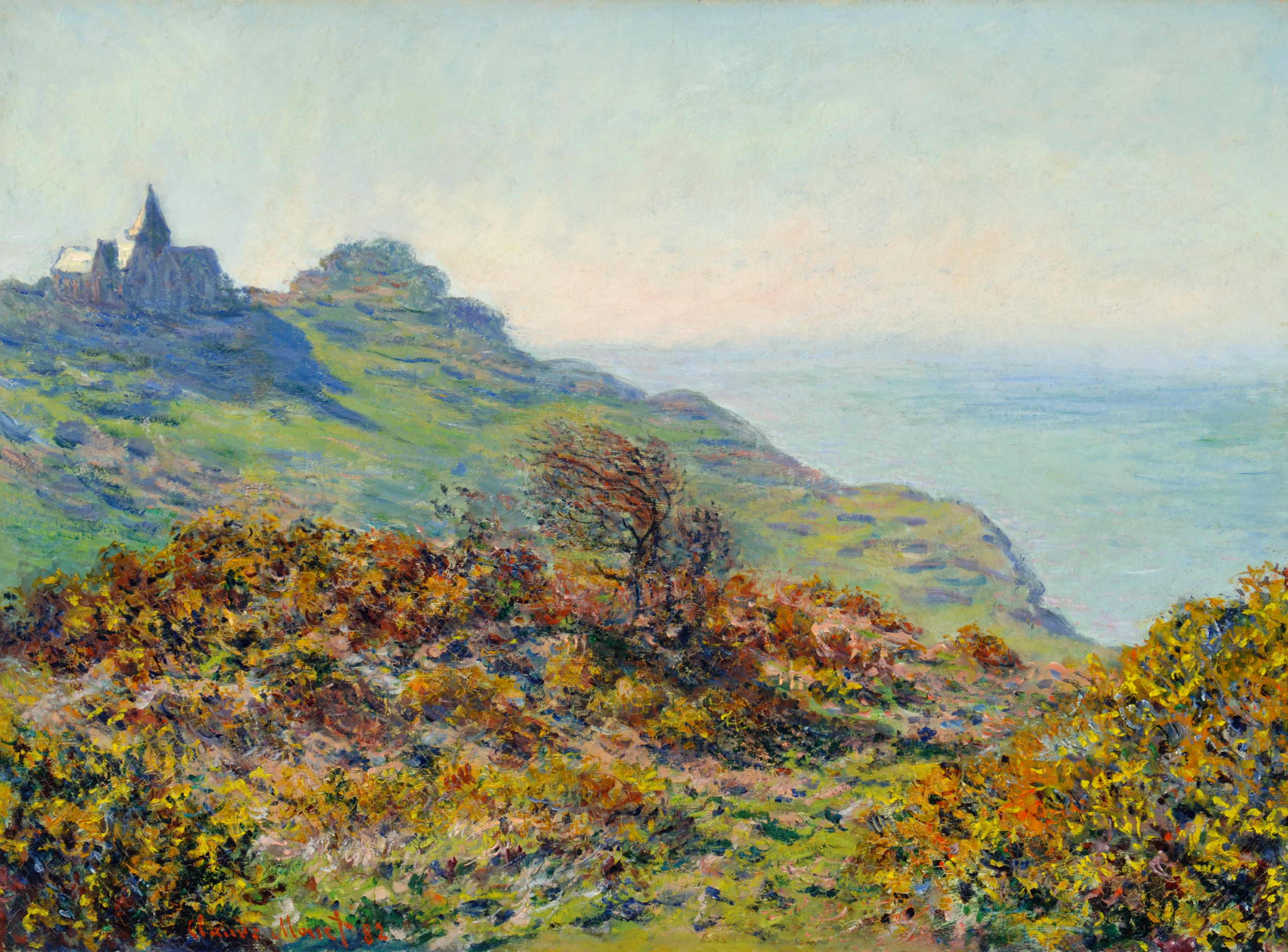 The Church at Varengeville and the Gorge of Les Moutiers (1882) - Claude Monet Tablo