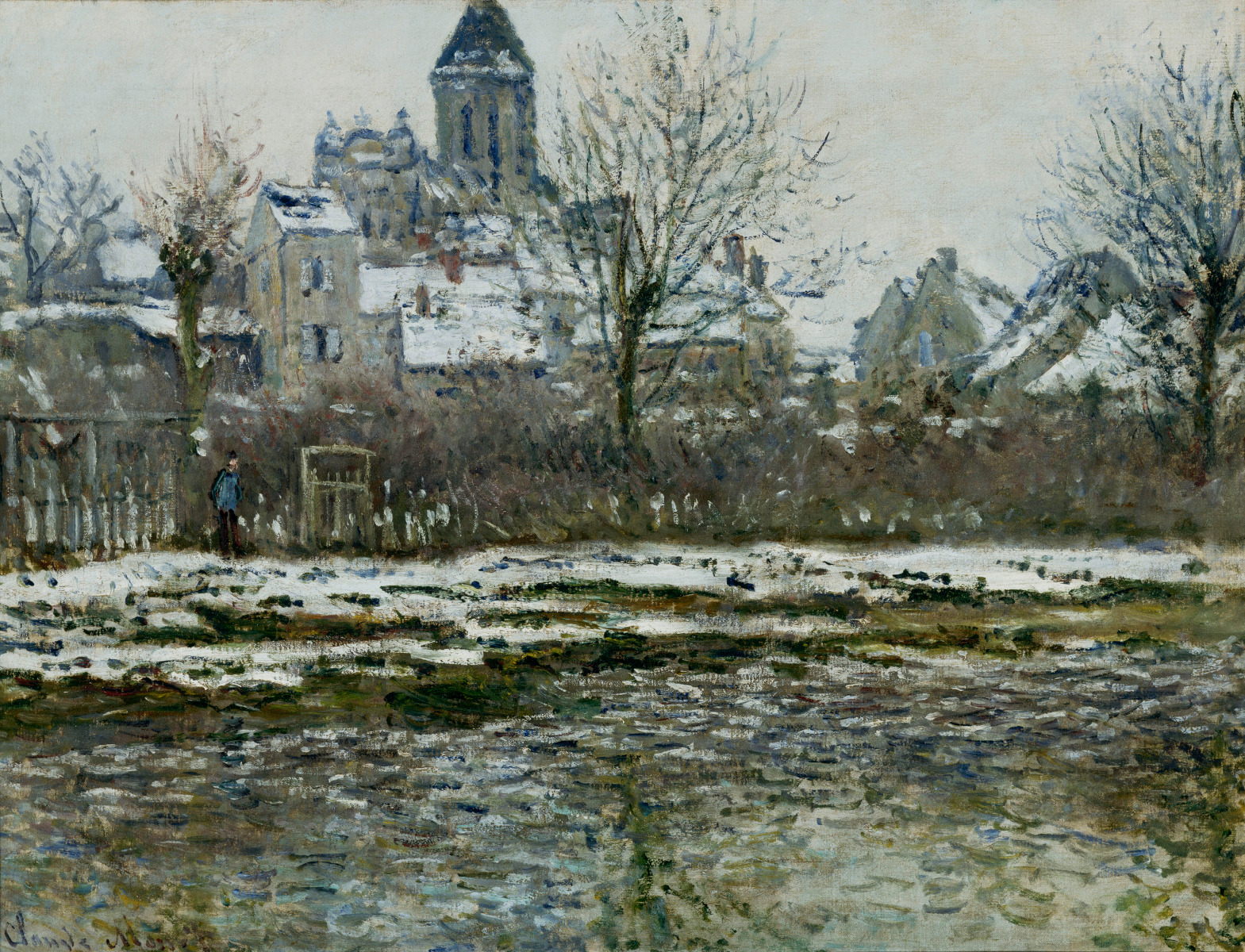 The Church at Vetheuil under Snow (1878) - Claude Monet Tablo