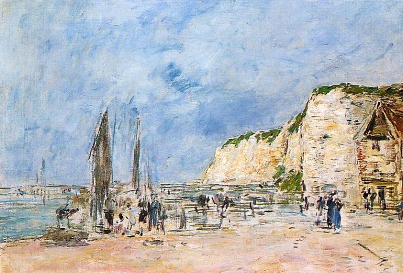 The Cliffs at Dieppe and the 'Petit Paris' - Eugène Boudin Tablo