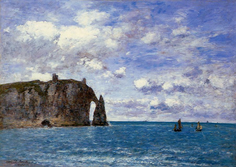 The Cliffs at Etretat (1890) - Eugène Boudin Tablo