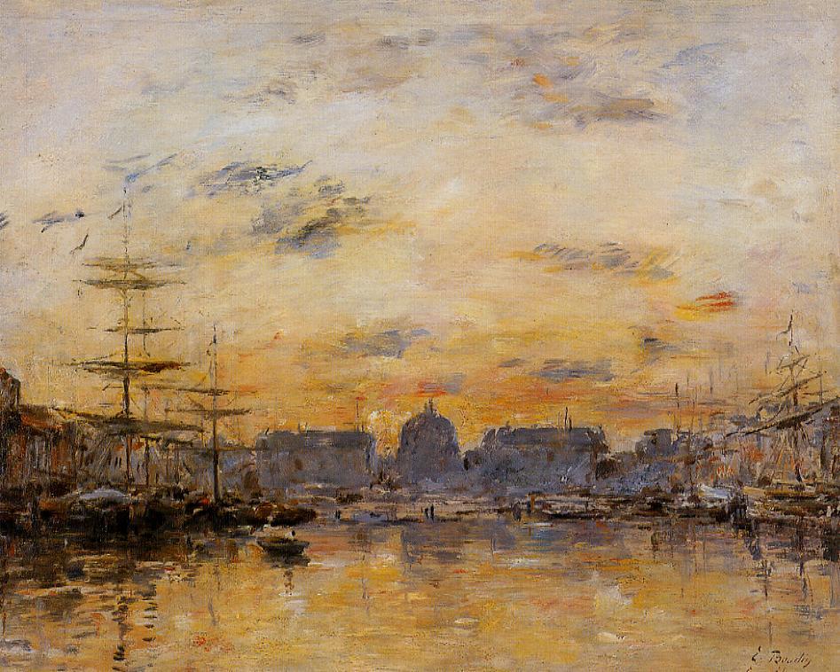 The Commerce Basin, Le Havre (1892) - Eugène Boudin Tablo