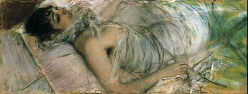 The Countess de Rasty lying (1880) - Giovanni Boldini Tablo