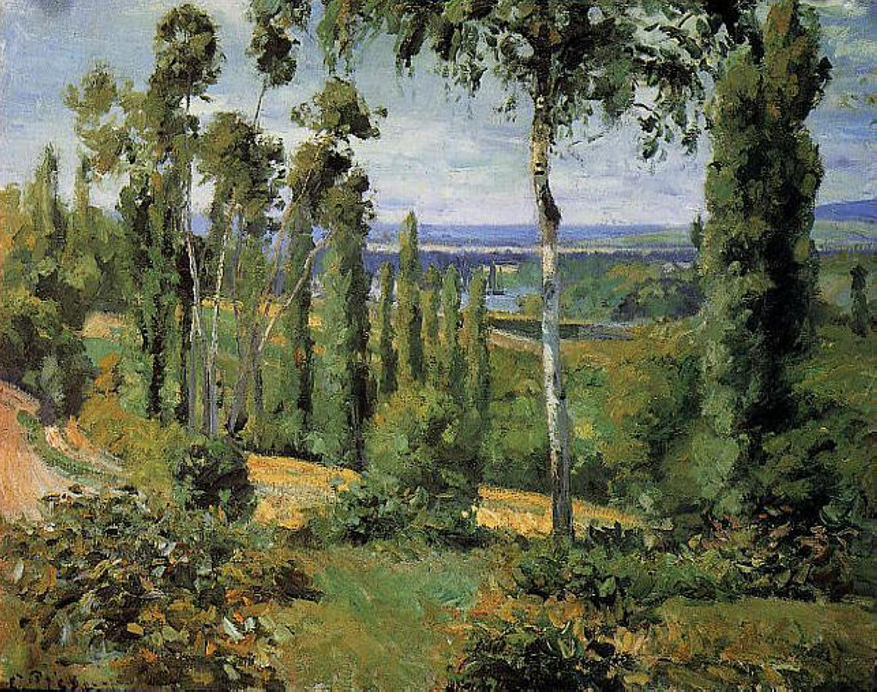 The Countryside in the Vicinity of Conflans Saint Honorine (1874) - Camille Pissarro Tablo