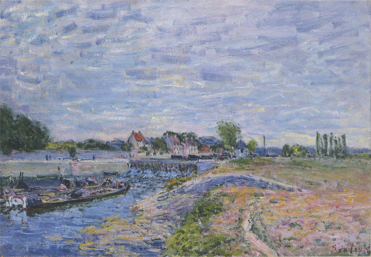 The Dam at Saint Mammes (1885) - Alfred Sisley Tablo