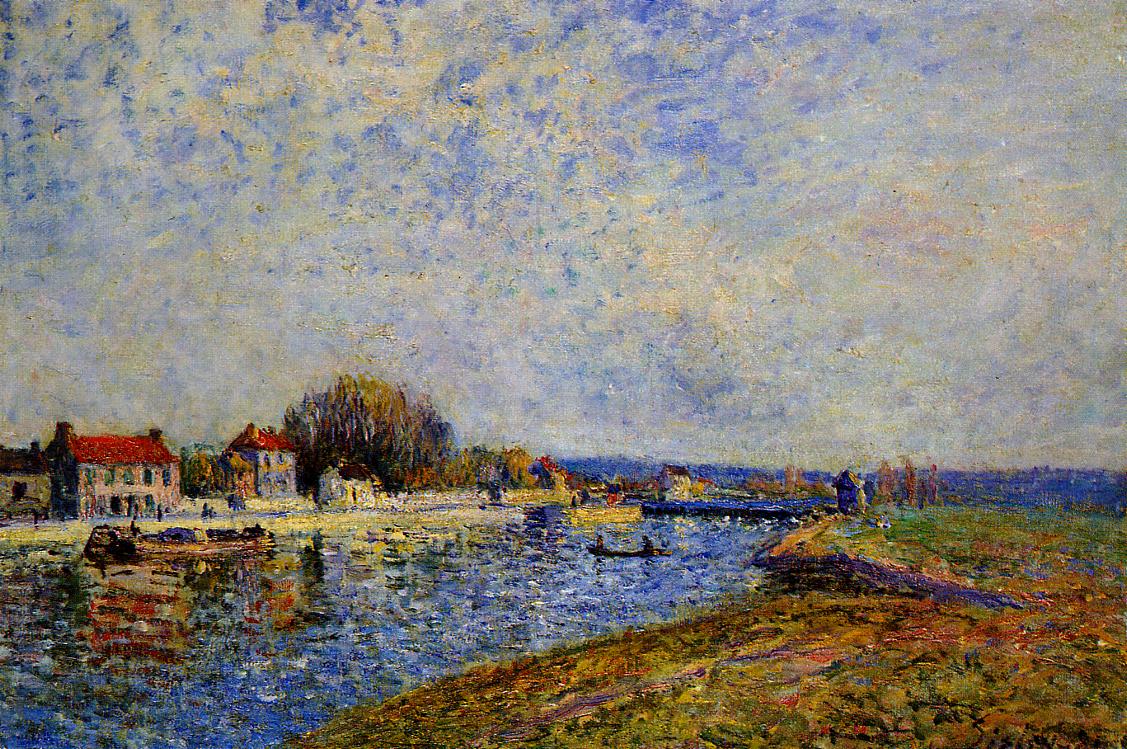 The Dam, Loing Canal at Saint Mammes (1884) - Alfred Sisley Tablo