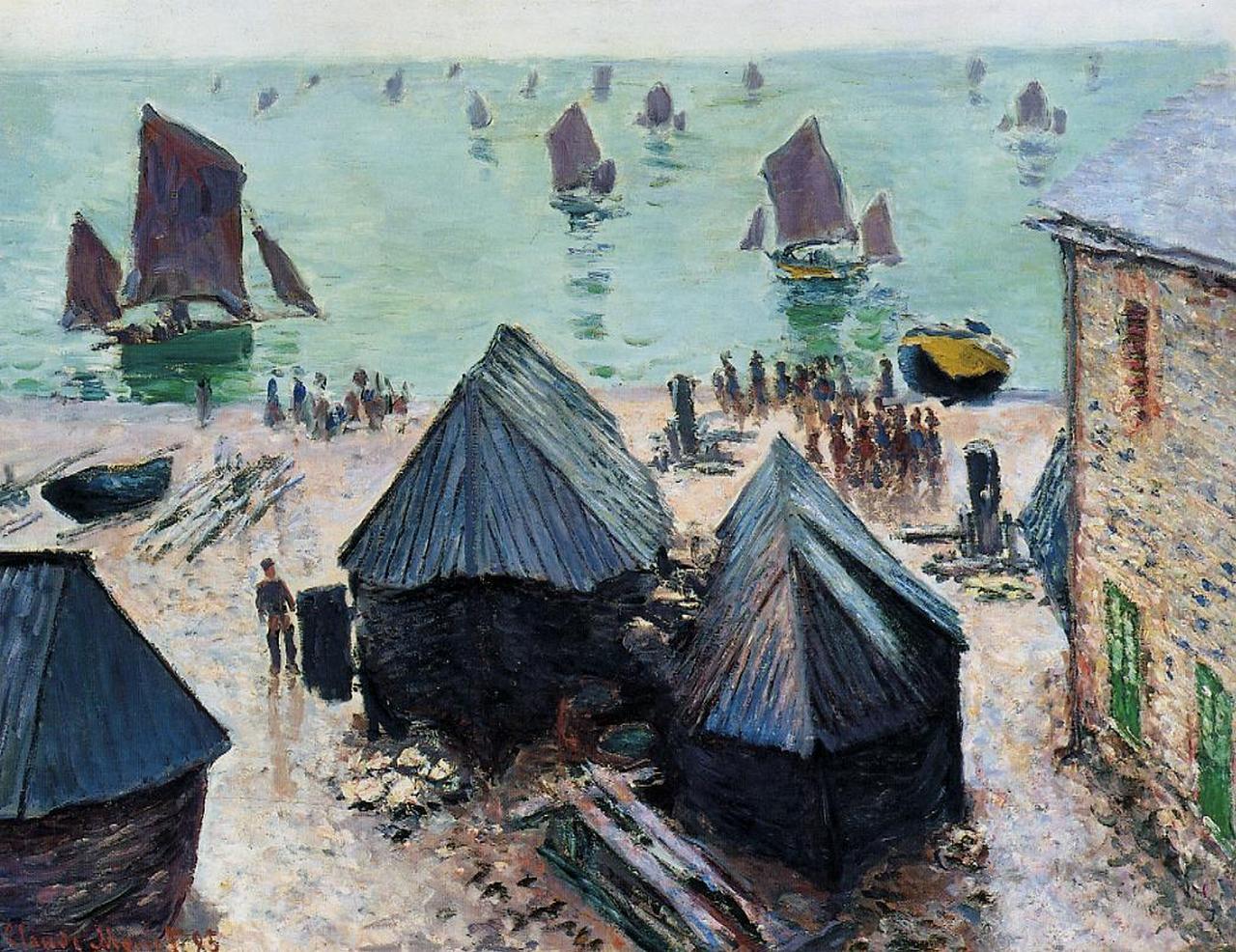 The Departure of the Boats, Etretat (1885) - Claude Monet Tablo