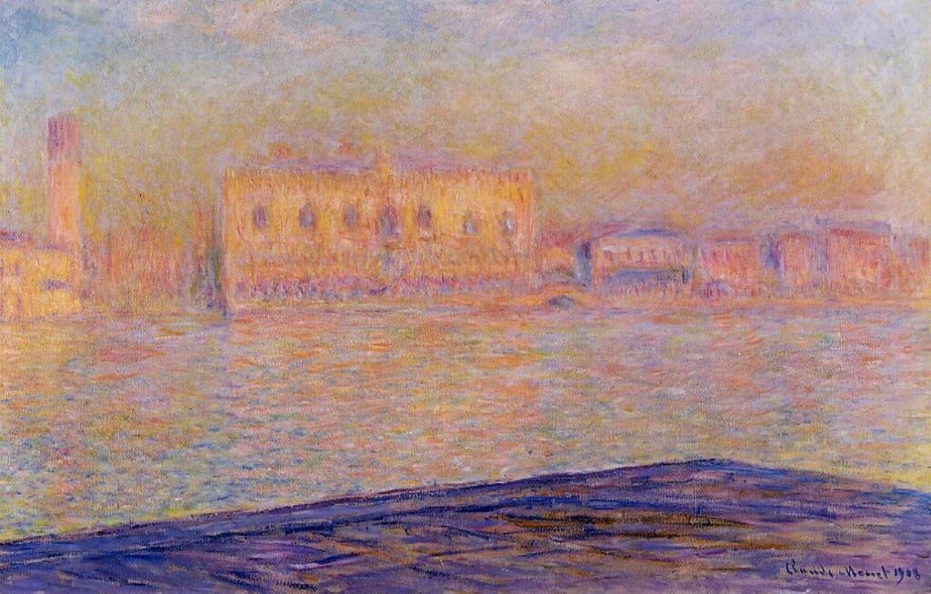 The Doges' Palace Seen from San Giorgio Maggiore (1908) - Claude Monet Tablo