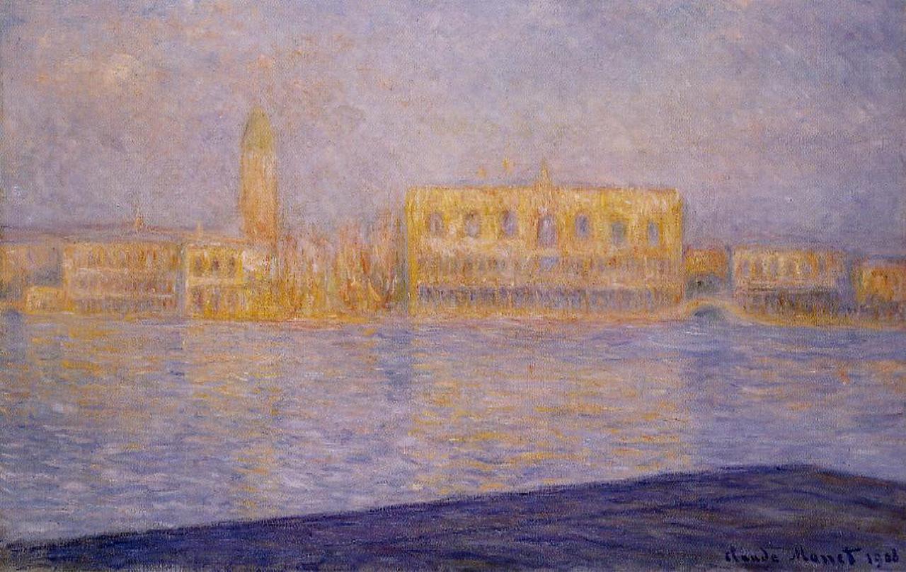 The Doges' Palace Seen from San Giorgio Maggiore 2 (1908) - Claude Monet Tablo