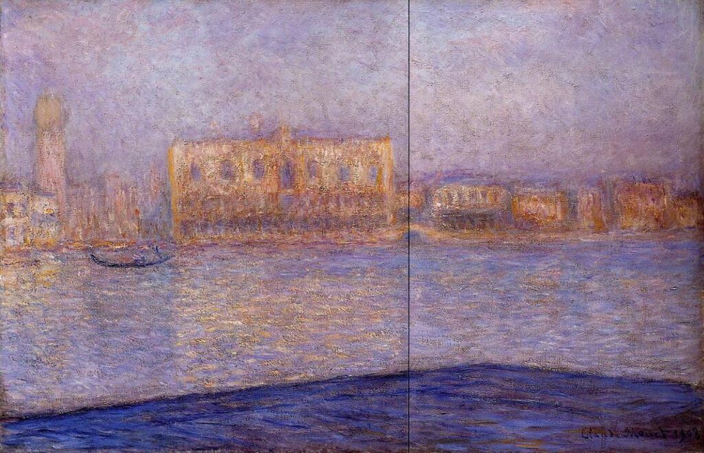 The Doges' Palace Seen from San Giorgio Maggiore 3 (1908) - Claude Monet Tablo
