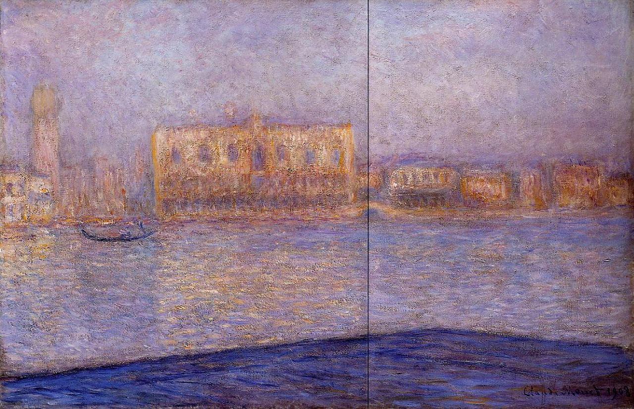 The Doges' Palace Seen from San Giorgio Maggiore 3 (1908) - Claude Monet Tablo