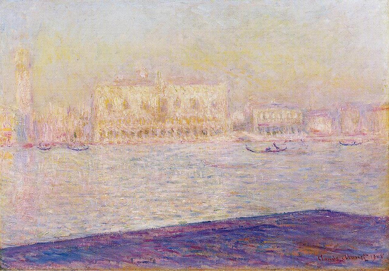 The Doges' Palace Seen from San Giorgio Maggiore 4 (1908) - Claude Monet Tablo