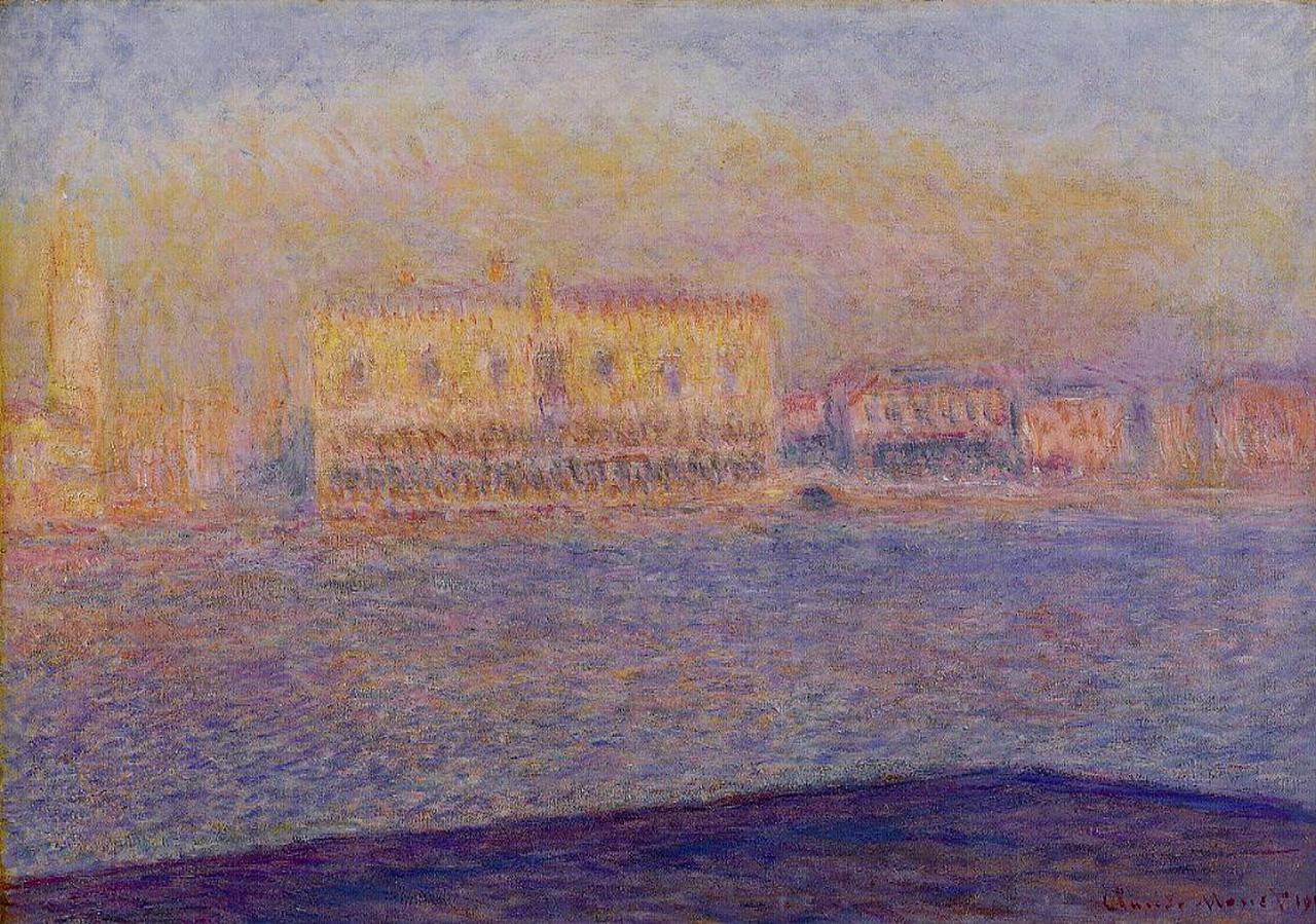 The Doges' Palace Seen from San Giorgio Maggiore, Venice (1908) - Claude Monet Tablo