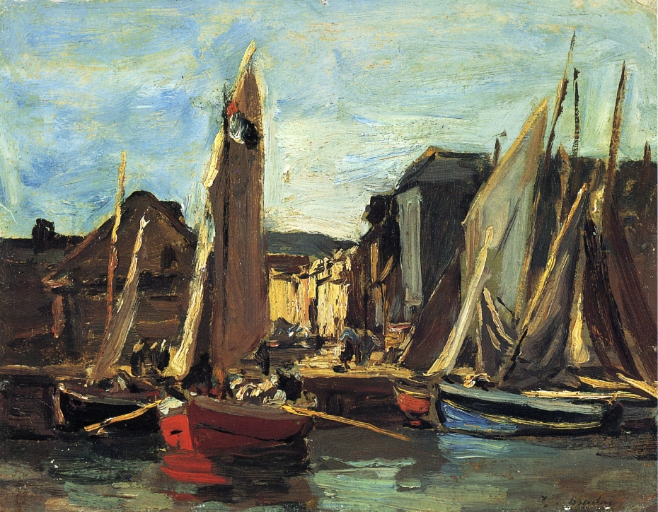 The Entrance to the Port of Honfleur (1865) - Eugène Boudin Tablo