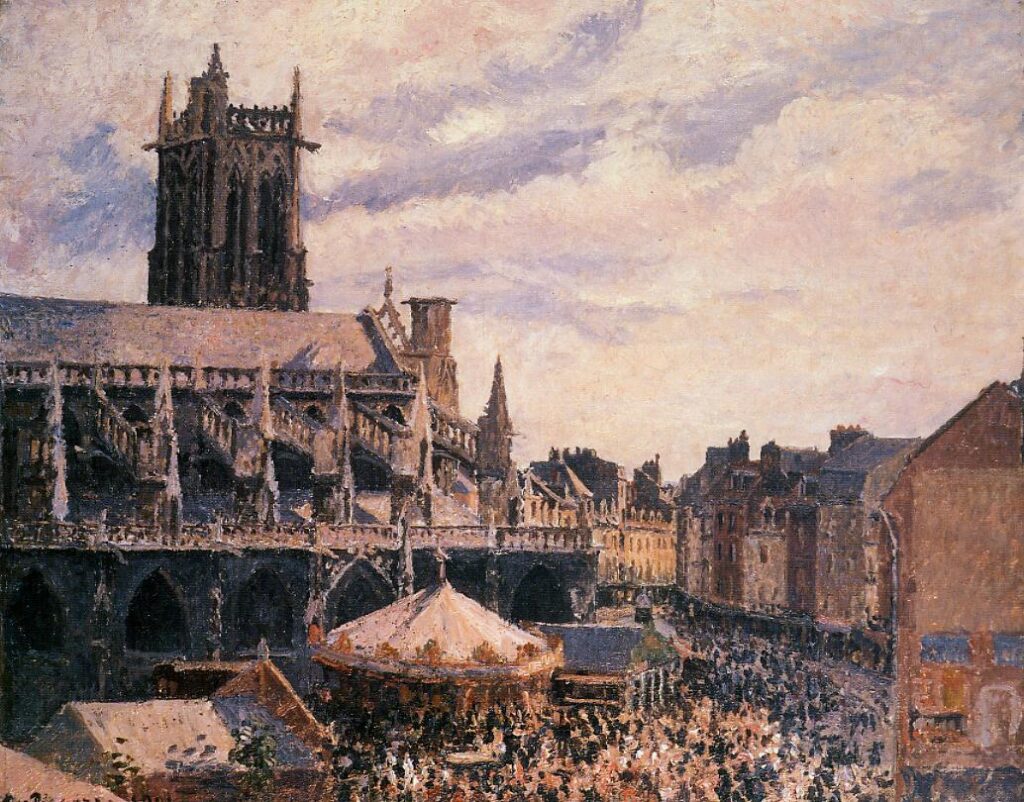 The Fair by the Church of Saint Jacques, Dieppe (1901) - Camille Pissarro Tablo