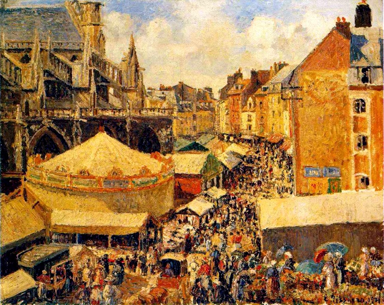 The Fair in Dieppe, Sunny Morning (1901) - Camille Pissarro Tablo