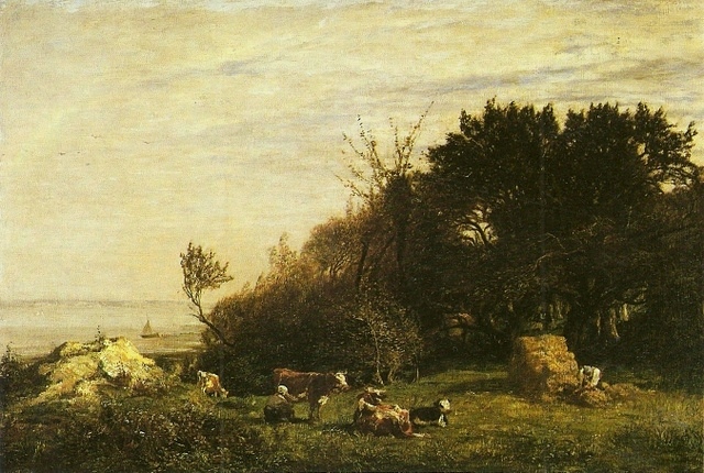The Farm in Saint Siméon (1856) - Eugène Boudin Tablo