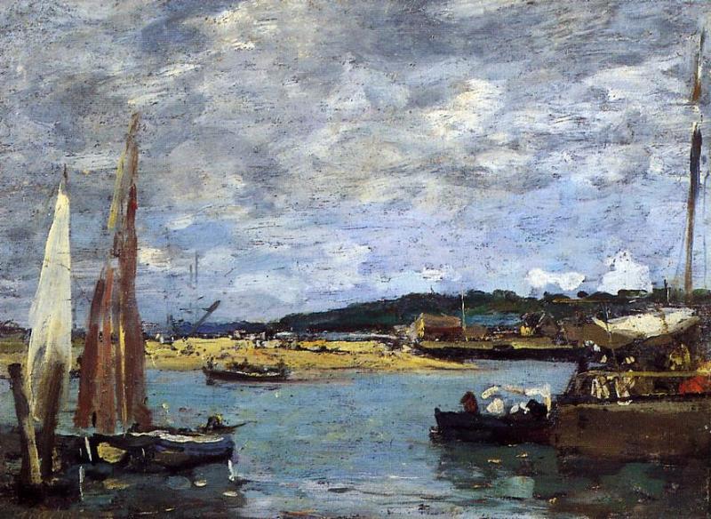 The Ferry to Deauville (1870) - Eugène Boudin Tablo