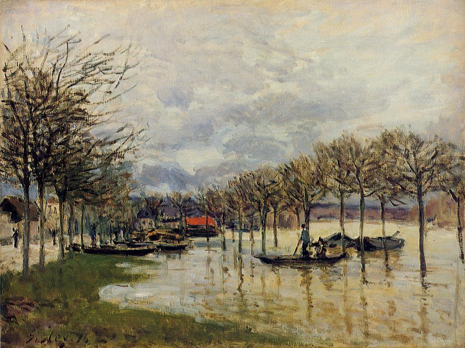 The Flood on the Road to Saint Germain (1876) - Alfred Sisley Tablo