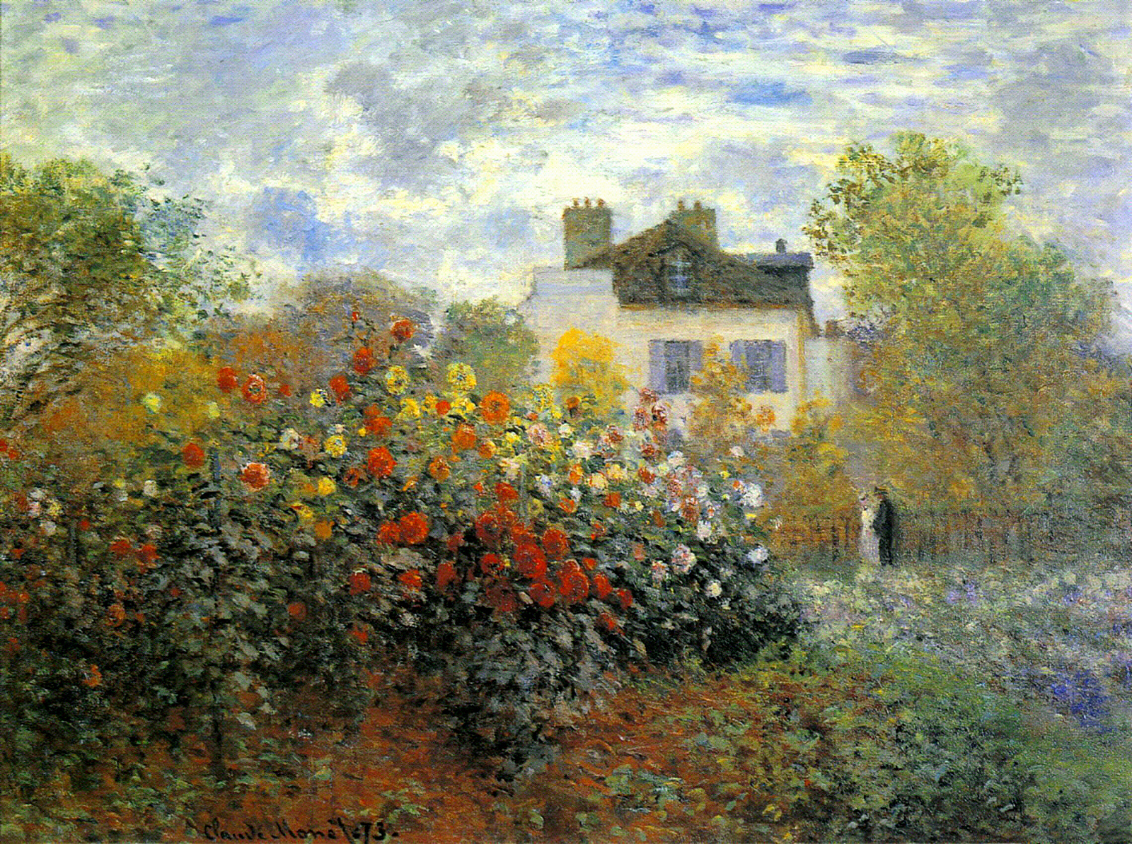 The Garden of Monet at Argenteuil (1873) - Claude Monet Tablo