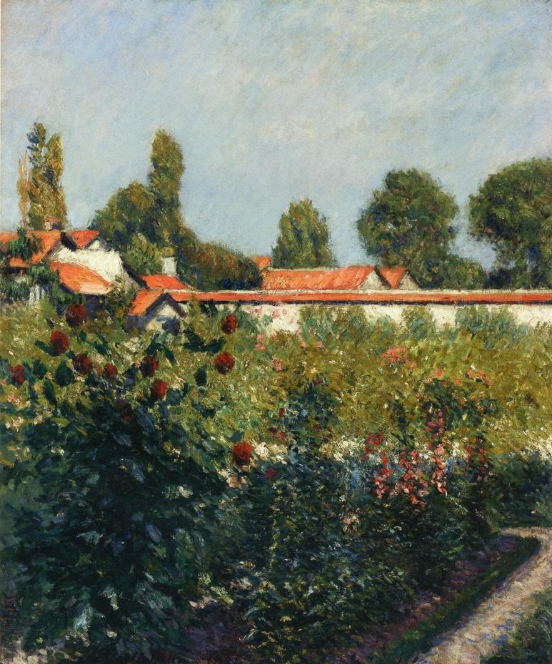 The Garden of Petit Gennevillers, the Pink Roofs (1890) - Gustave Caillebotte Tablo