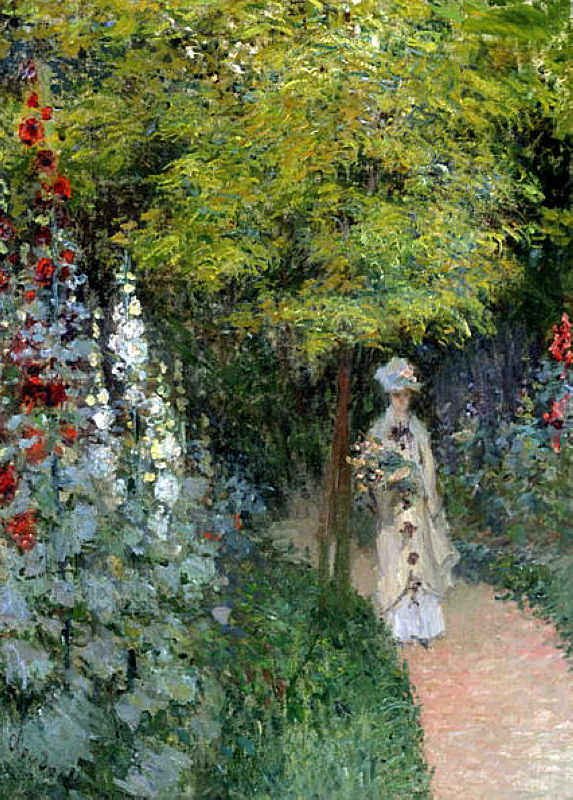 The Garden, Hollyhocks (1877) - Claude Monet Tablo