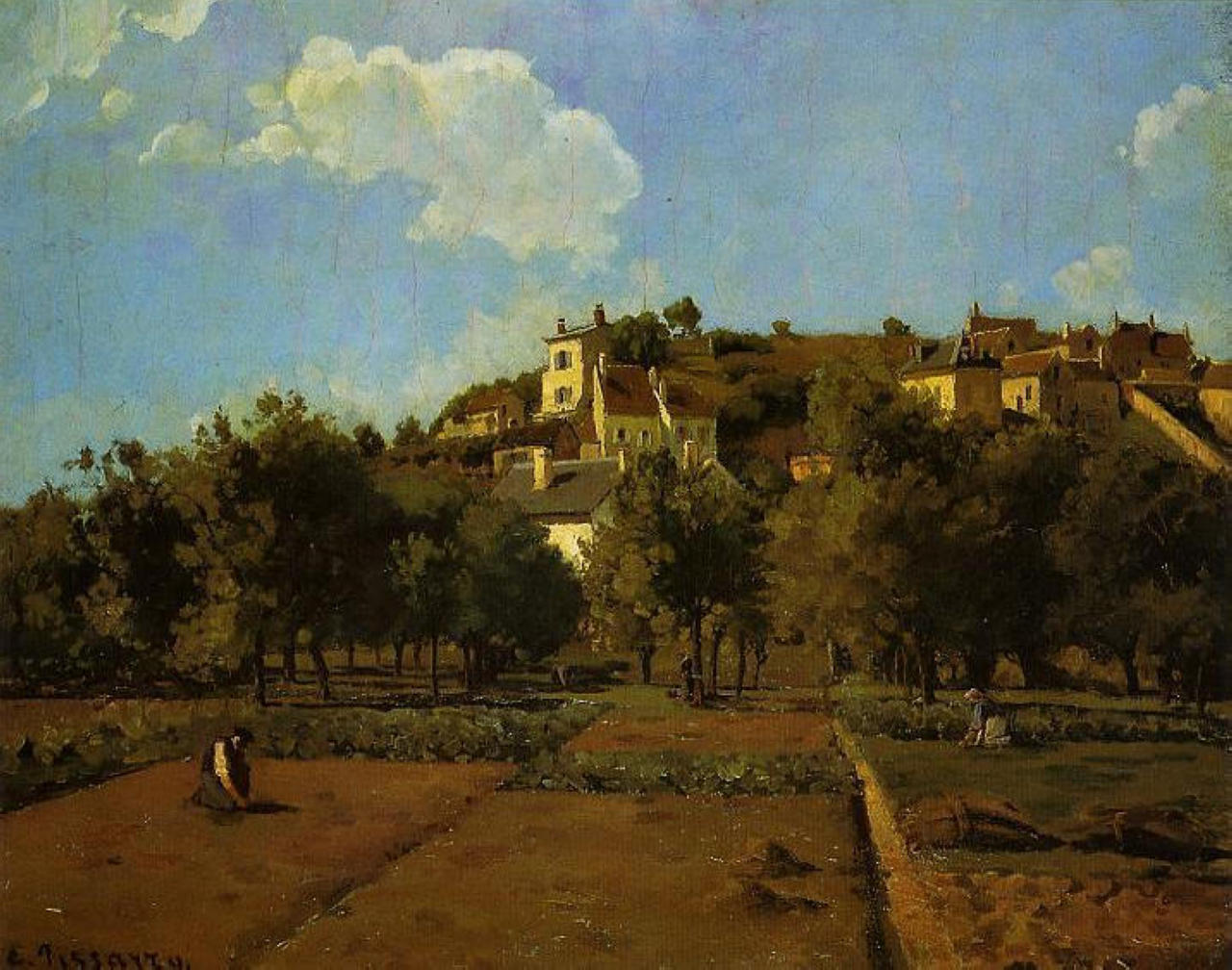 The Gardens of l'Hermitage, Pontoise (1867) - Camille Pissarro Tablo