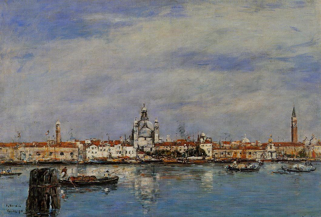 The Giudecca from The Zatteri, Venice - Eugène Boudin Tablo