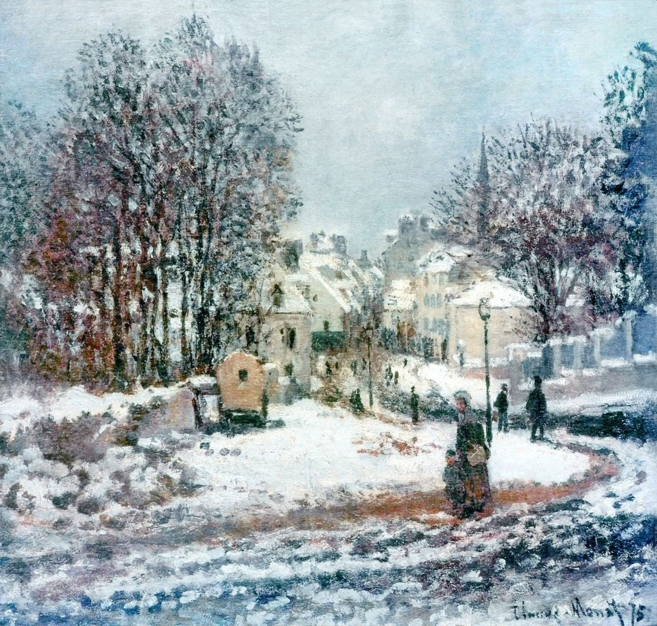 The Grand Street Entering to Argenteuil, Winter (1885) - Claude Monet Tablo