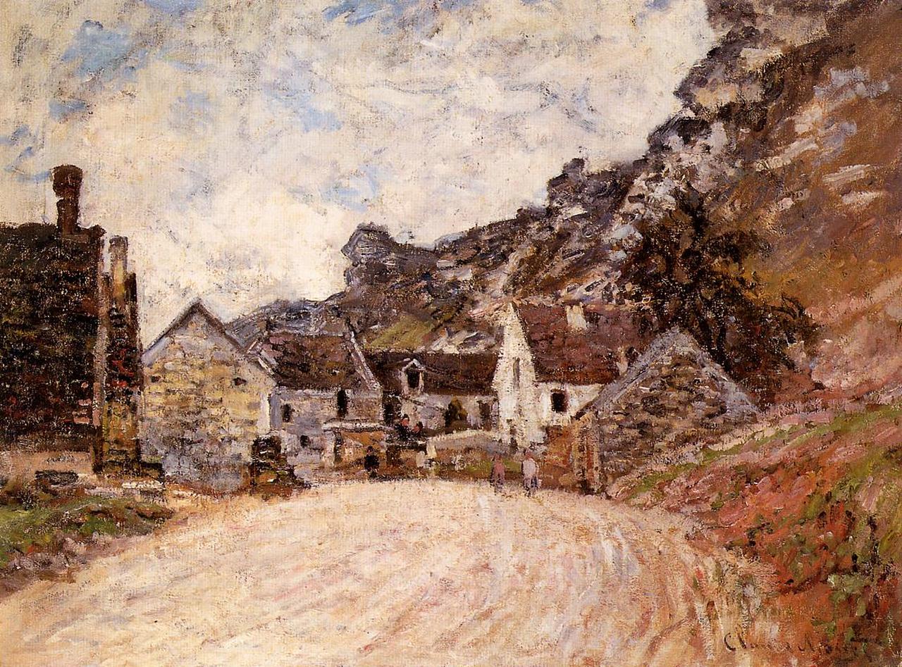 The Hamlet of Chantemesie at the Foot of the Rock (1880) - Claude Monet Tablo