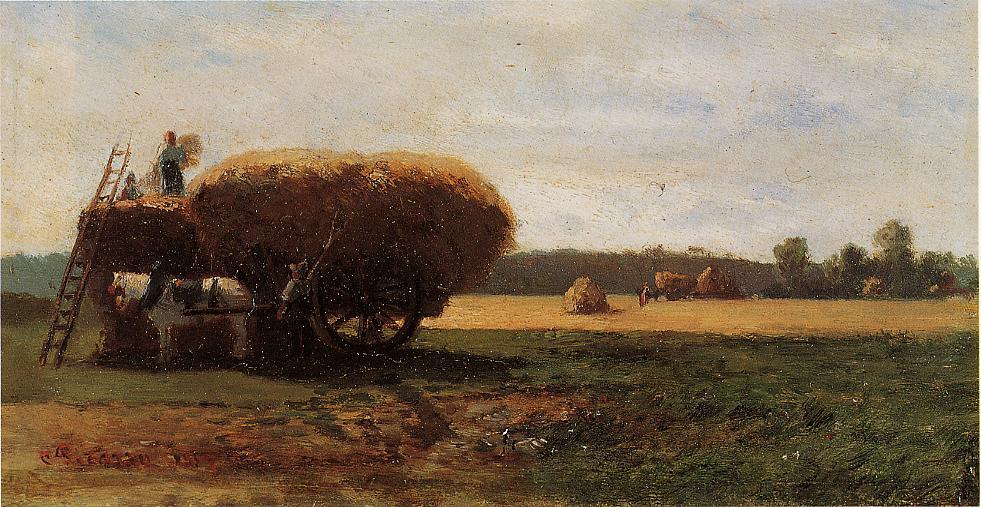 The Harvest (1857) - Camille Pissarro Tablo