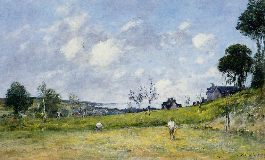 The Harvest near Trouville (1878) - Eugène Boudin Tablo