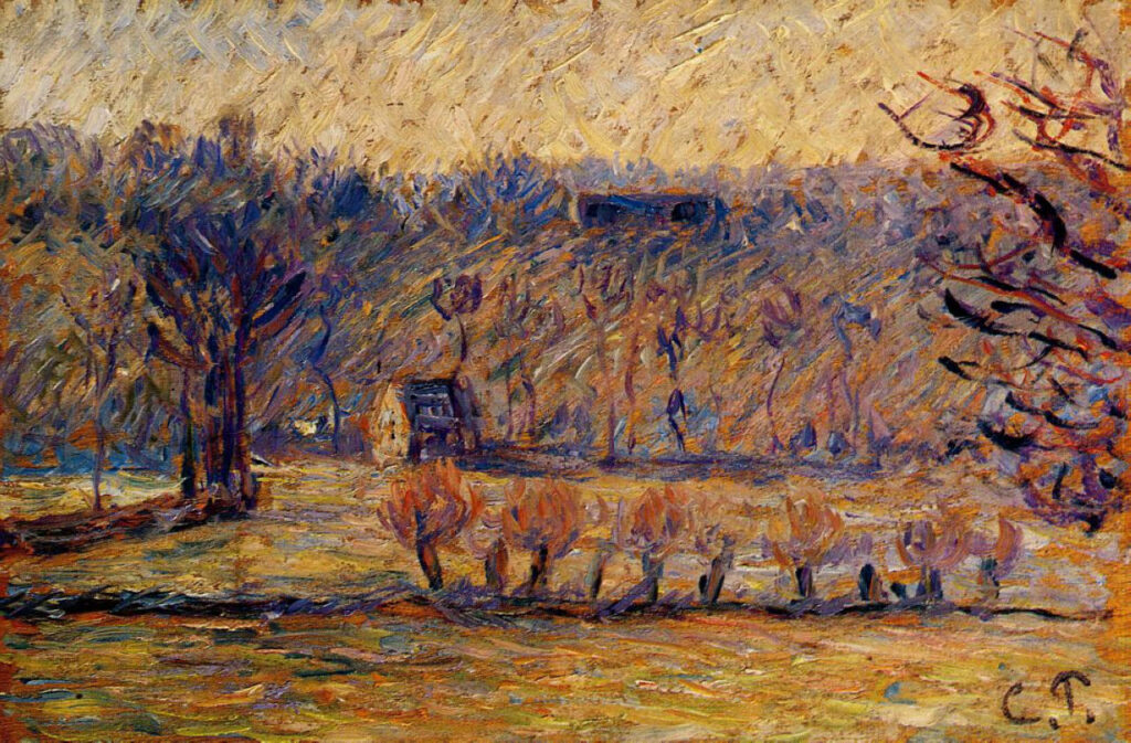 The Hill at Vaches, Bazincourt - Camille Pissarro Tablo