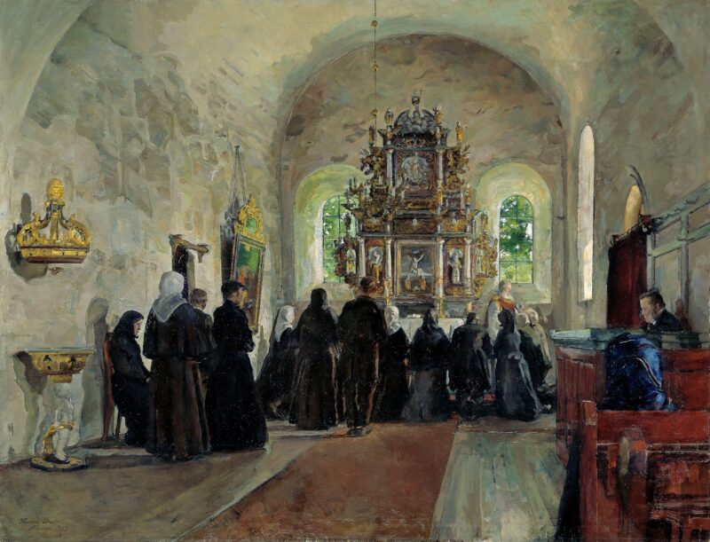 The Holy Communion Celebrated in Stange Church (1903) - Harriet Backer Tablo