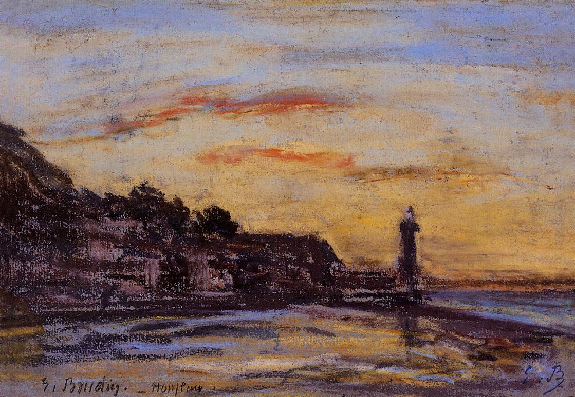 The Honfleur Lighthouse (1858) - Eugène Boudin Tablo