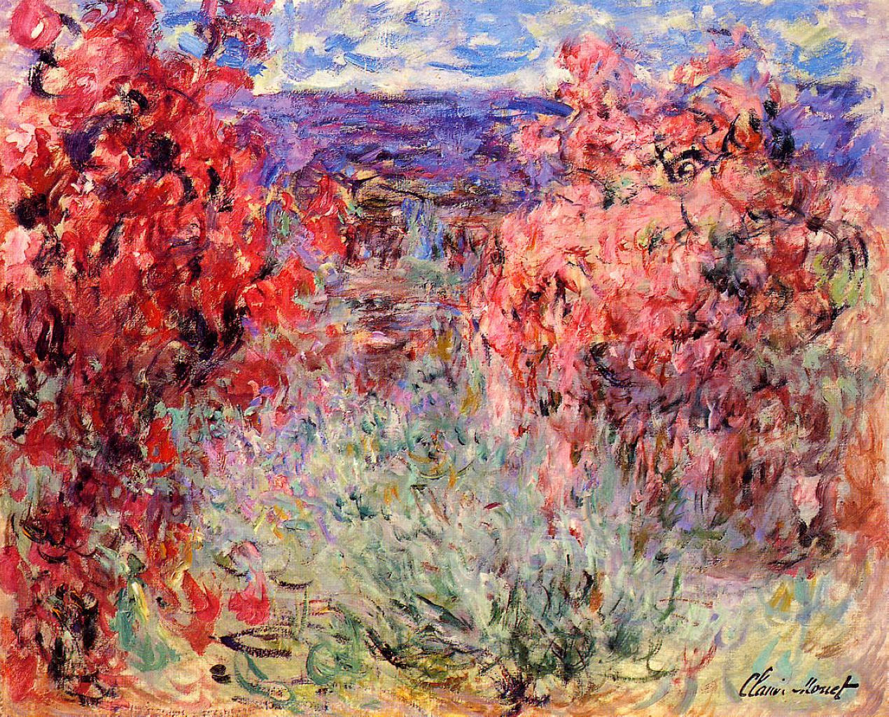 The House Among the Roses (1920) - Claude Monet Tablo