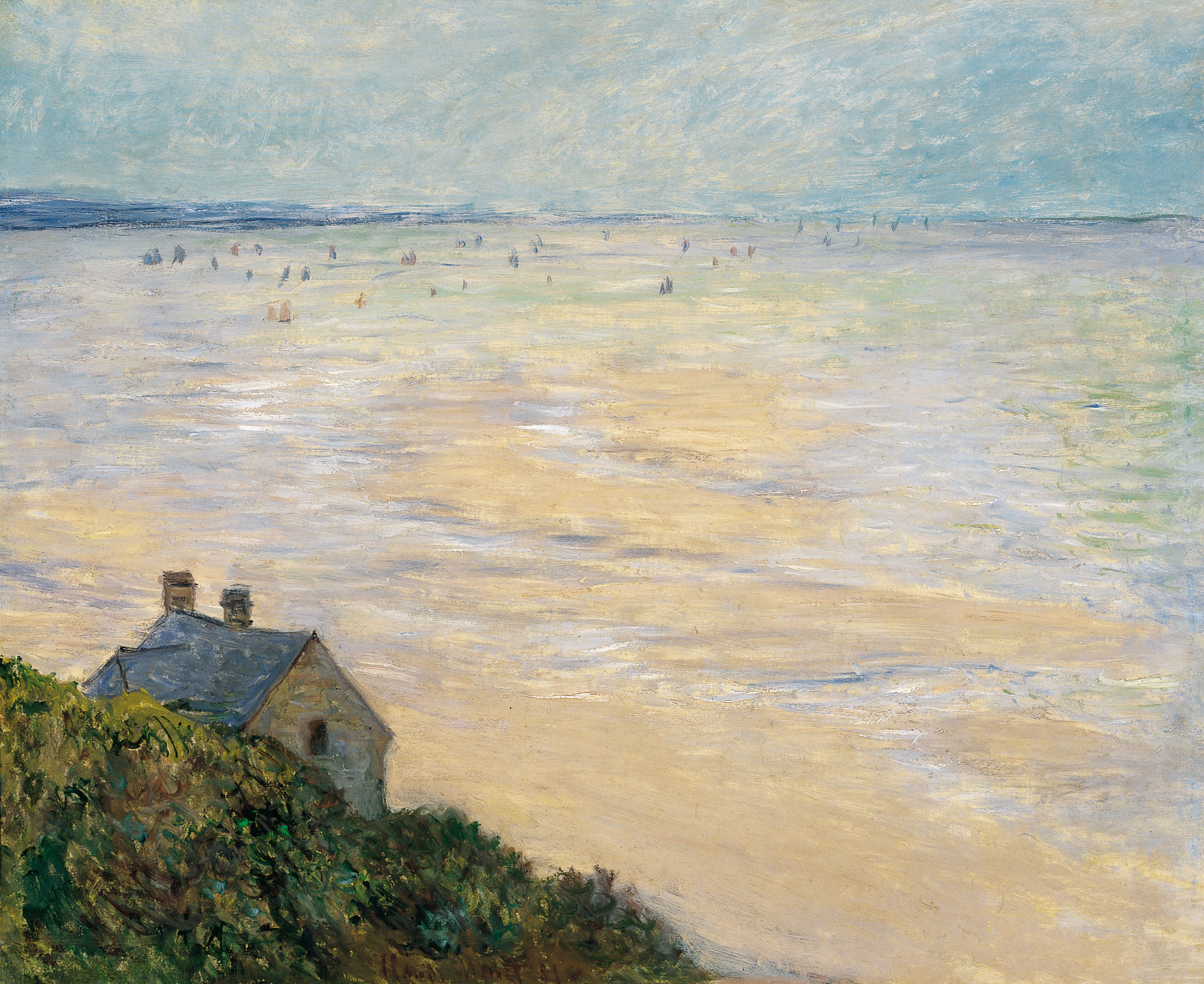 The Hut at Trouville, Low Tide (1881) - Claude Monet Tablo