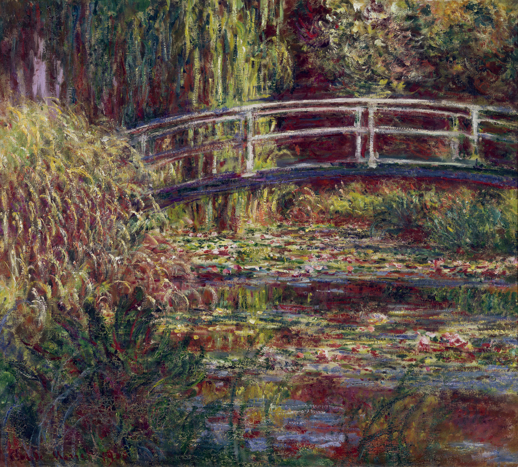 The Japanese Bridge (The Water Lily Pond, Symphony in Rose) (1900) - Claude Monet Tablo