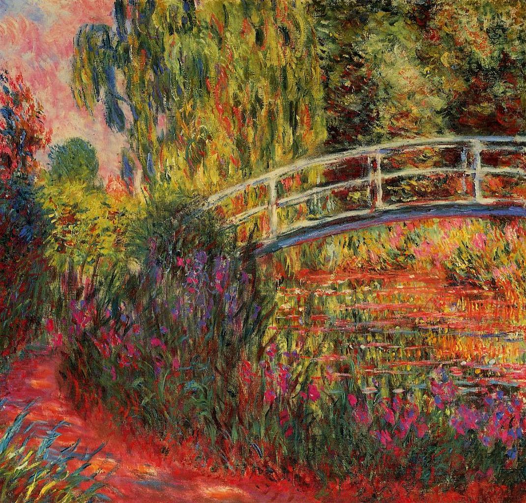 The Japanese Bridge (The Water Lily Pond, Water Irises) (1900) - Claude Monet Tablo