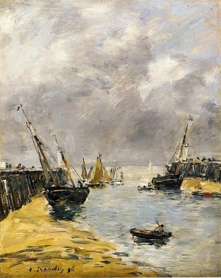 The Jetties, Low Tide, Trouville (1896) - Eugène Boudin Tablo