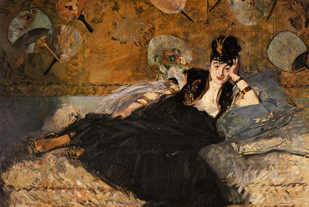 The Lady with Fans, Portrait of Nina de Callias (1874) - Edouard Manet Tablo