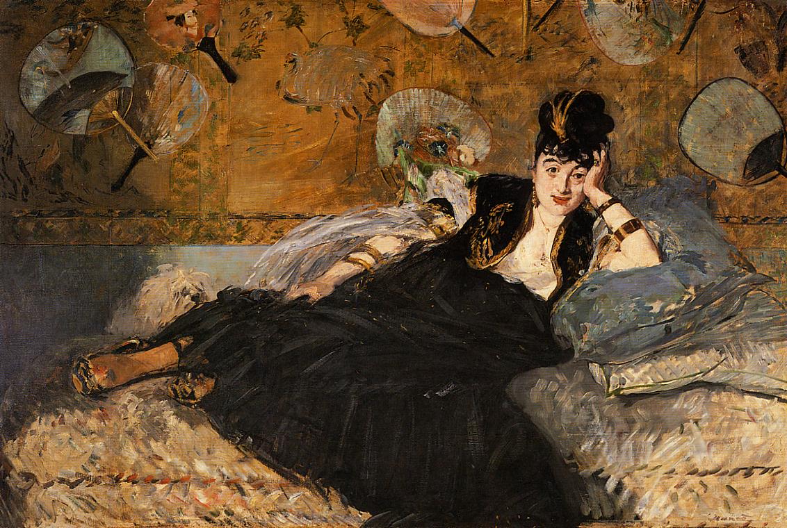 The Lady with Fans, Portrait of Nina de Callias (1874) - Edouard Manet Tablo