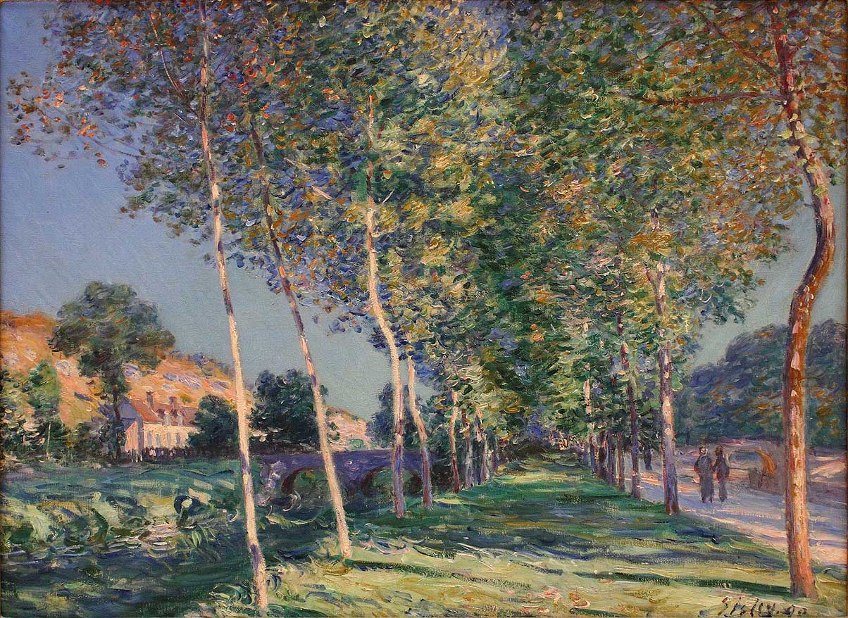 The Lane of Poplars at Moret sur Loing (1890) - Alfred Sisley Tablo
