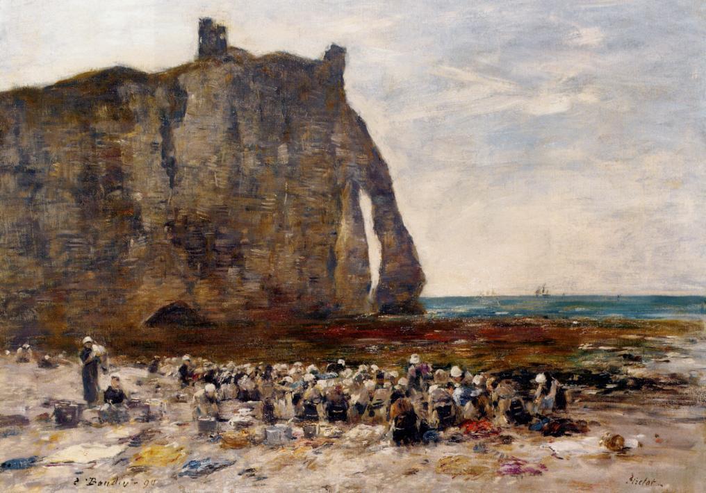 The Laundresses of Etretat (1890) - Eugène Boudin Tablo