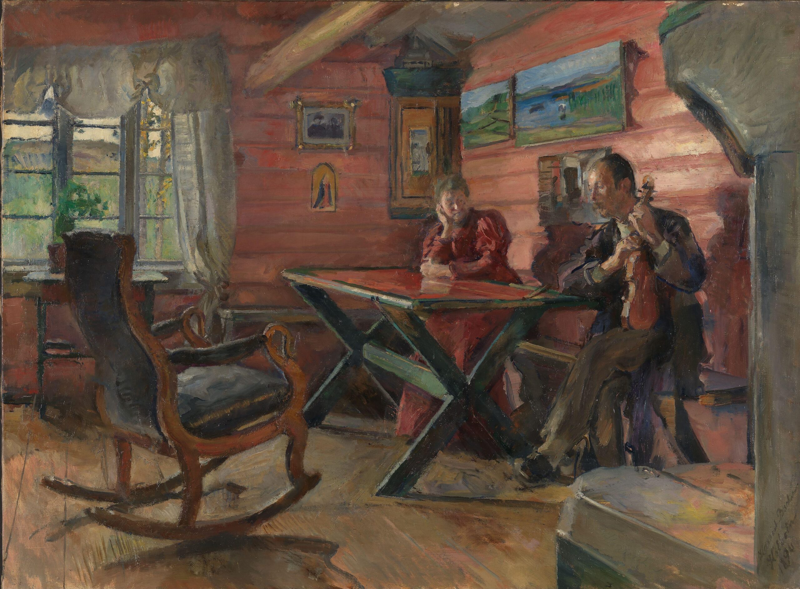 The Living Room at Kolbotn (Hulda and Arne Garborg's Home) (1896) - Harriet Backer Tablo