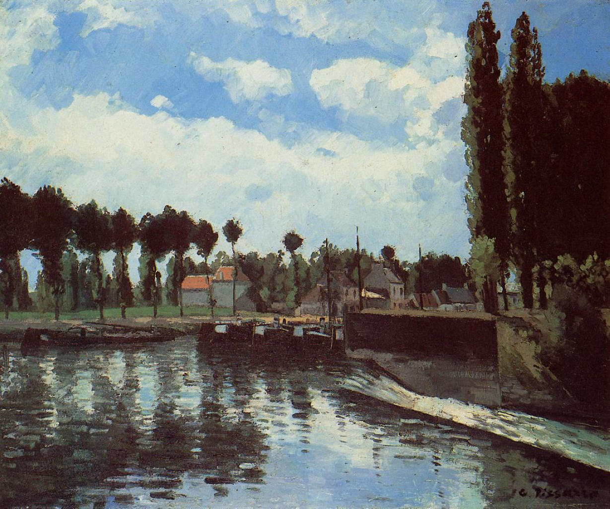 The Lock at Pontoise (1869) - Camille Pissarro Tablo