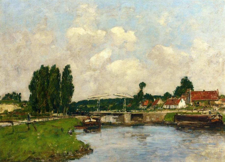 The Lock at Saint Valery sur Somme (1891) - Eugène Boudin Tablo