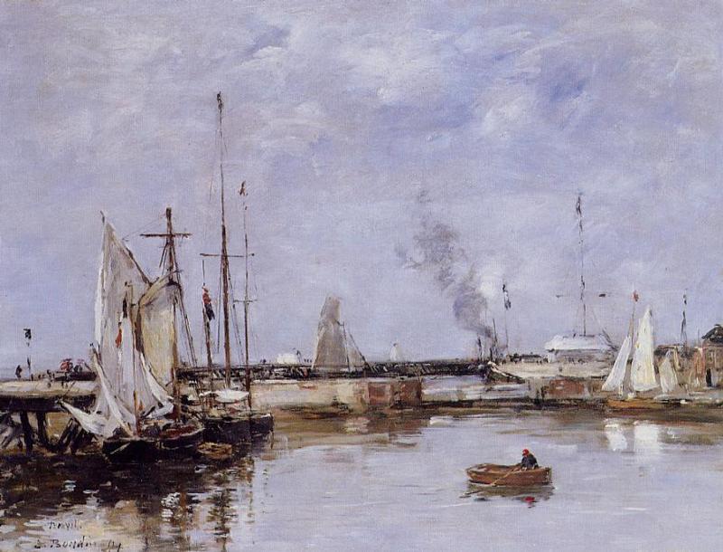 The Lock at Trouville (1894) - Eugène Boudin Tablo